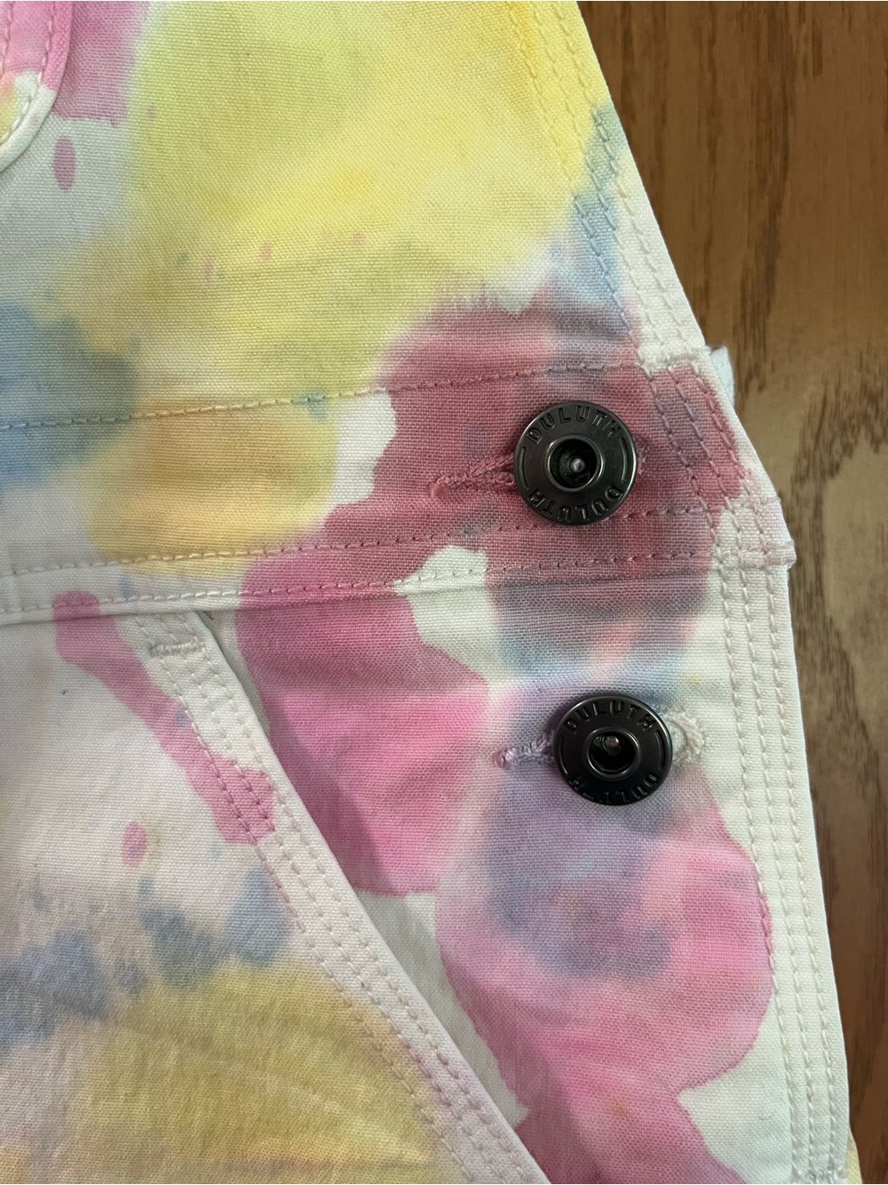 Duluth Trading Co Tie-Dye Shortalls *flawed* - Picture 2 of 8